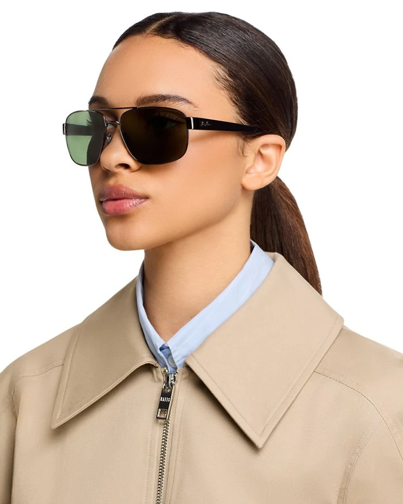 Polarized Brow Bar Aviator Sunglasses, 60mm
