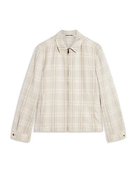 Arrigoh Checked Cotton & Linen Harrington Jacket
