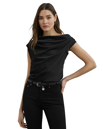 Satin Charmeuse Off-The-Shoulder Blouse