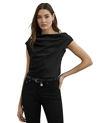 Satin Charmeuse Off-The-Shoulder Blouse