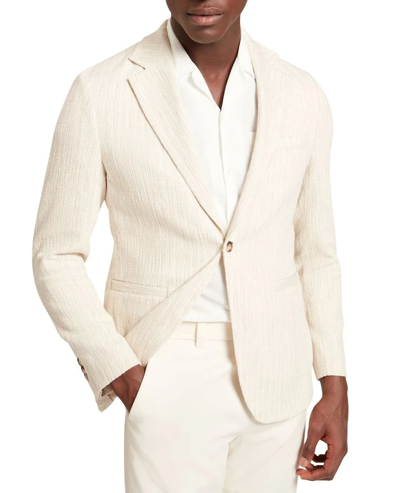 Rusticj Regular Fit Textured Bouclé Cotton Blend Blazer