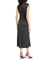 Ruched Satin Midi Dress