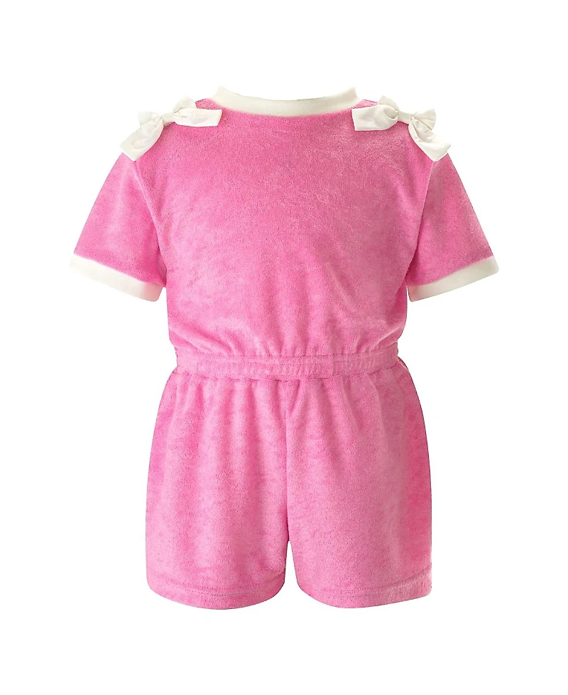 Rachel Riley Girls' Bow Towelling Playsuit - Little Kid, Big Kid