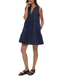 Sandra Split Neck Tiered Mini Dress