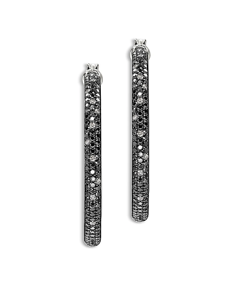 John Hardy Sterling Silver Jh Essentials Diamond Hoop Earrings, 1.74 tcw
