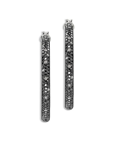 John Hardy Sterling Silver Jh Essentials Diamond Hoop Earrings, 1.74 tcw