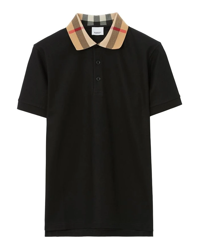 Cody Cotton Piqué Check Collar Slim Fit Polo Shirt