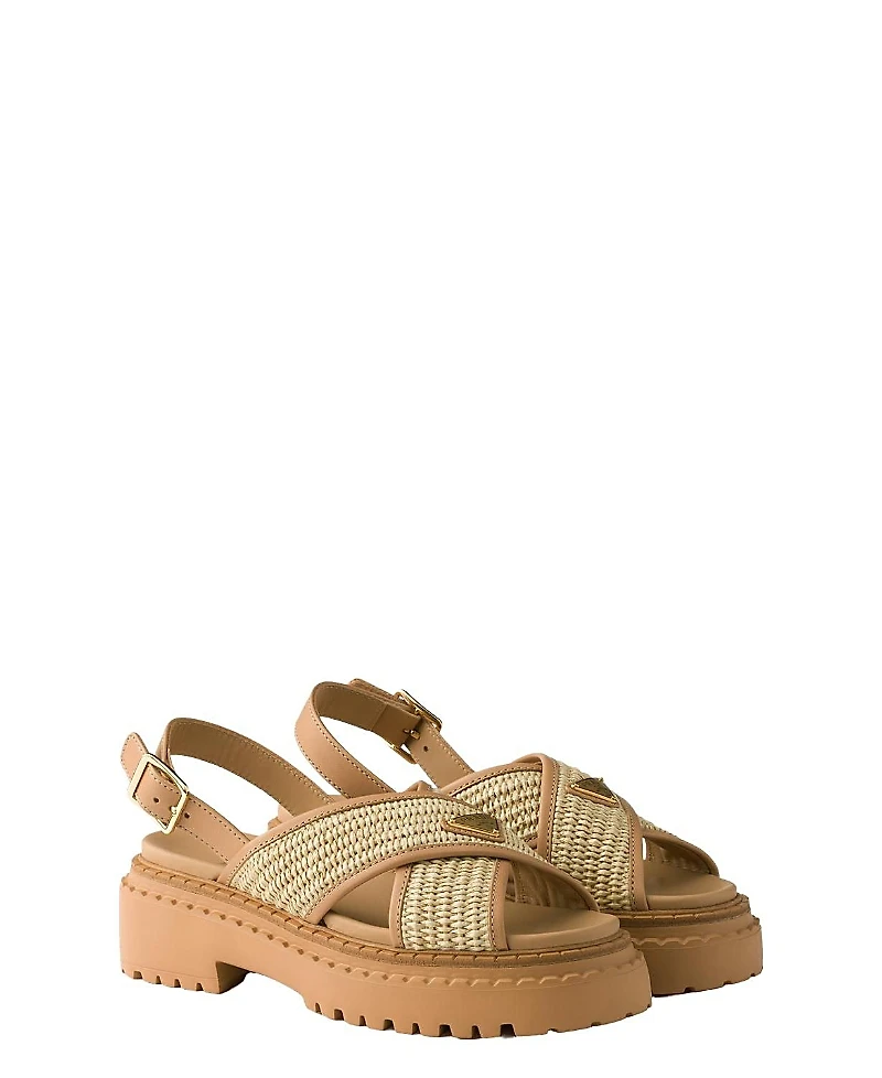 Prada Women's Crochet and Leather Sandals