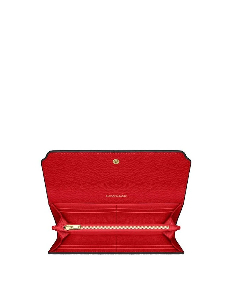 Long Leather Flap Wallet