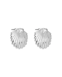Santorini Cubic Zirconia Shell Statement Stud Earrings