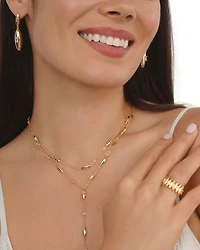 Baguette Cubic Zirconia Oval Dome Double Drop Earrings