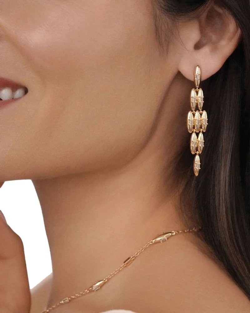 Baguette Cubic Zirconia Oval Dome Statement Earrings
