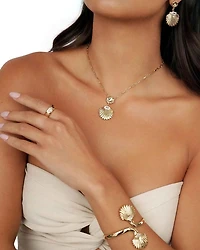 Santorini Cubic Zirconia Shell Pendant Necklace, 15"-18"