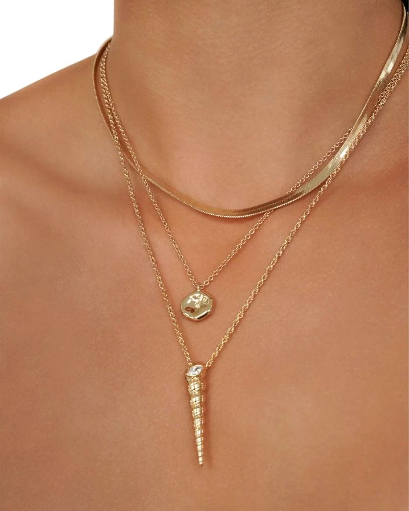 Saint Tropez Cubic Zirconia Shell Layered Pendant Necklace, 17"