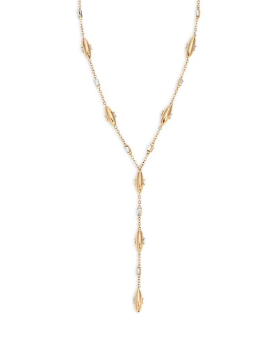 Baguette Crystal Oval Dome Lariat Necklace, 14.5"-19.5"