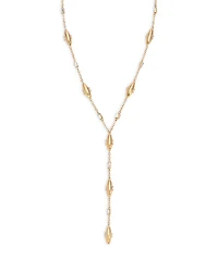 Baguette Crystal Oval Dome Lariat Necklace, 14.5"-19.5"