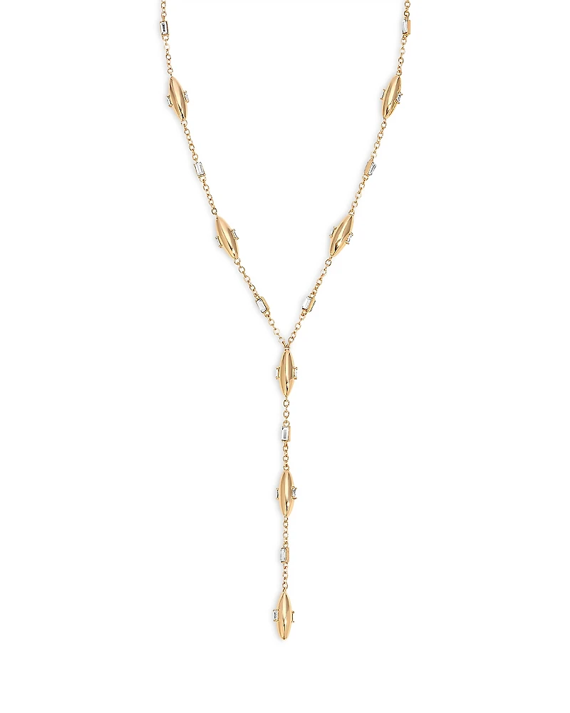 Ettika Baguette Crystal Oval Dome Lariat Necklace, 14.5-19.5