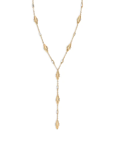 Ettika Baguette Crystal Oval Dome Lariat Necklace, 14.5-19.5