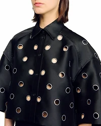 Rhinestone Cutout Shirt