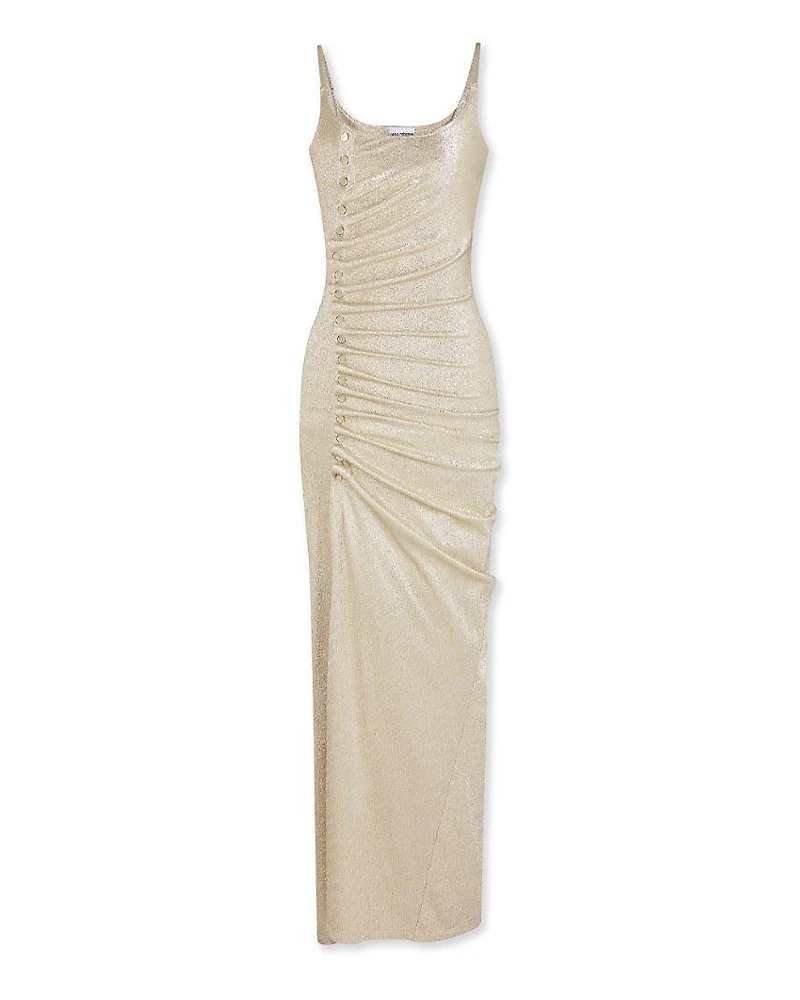 Rabanne Gathered Lurex Maxi Dress