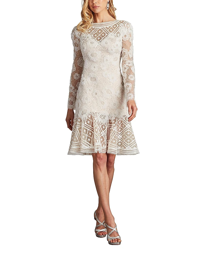 Tadashi Shoji Idly Embroidered Illusion Dress