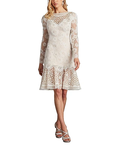 Tadashi Shoji Idly Embroidered Illusion Dress