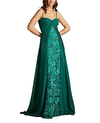Tadashi Shoji Monte Chiffon Overlay Embroidered Gown