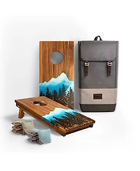 Elakai 1ft x 2ft River Epoxy Resin with Live Edge Acacia Pathfinder Art Cornhole Board Sets