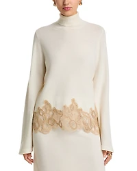 Fabiana Filippi Platinum Wool Blend Land Band Turtleneck Sweater