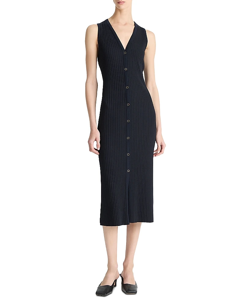 Vince Sleeveless Ribbed Midi Dress