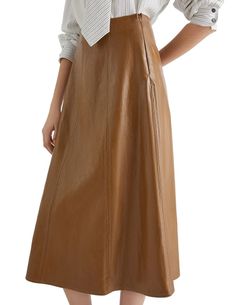 Falange Faux Leather Skirt
