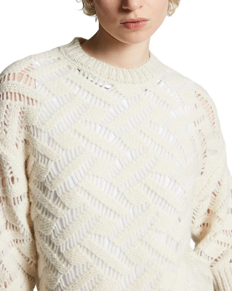 Textured Three Quarter Sleeve Sweater