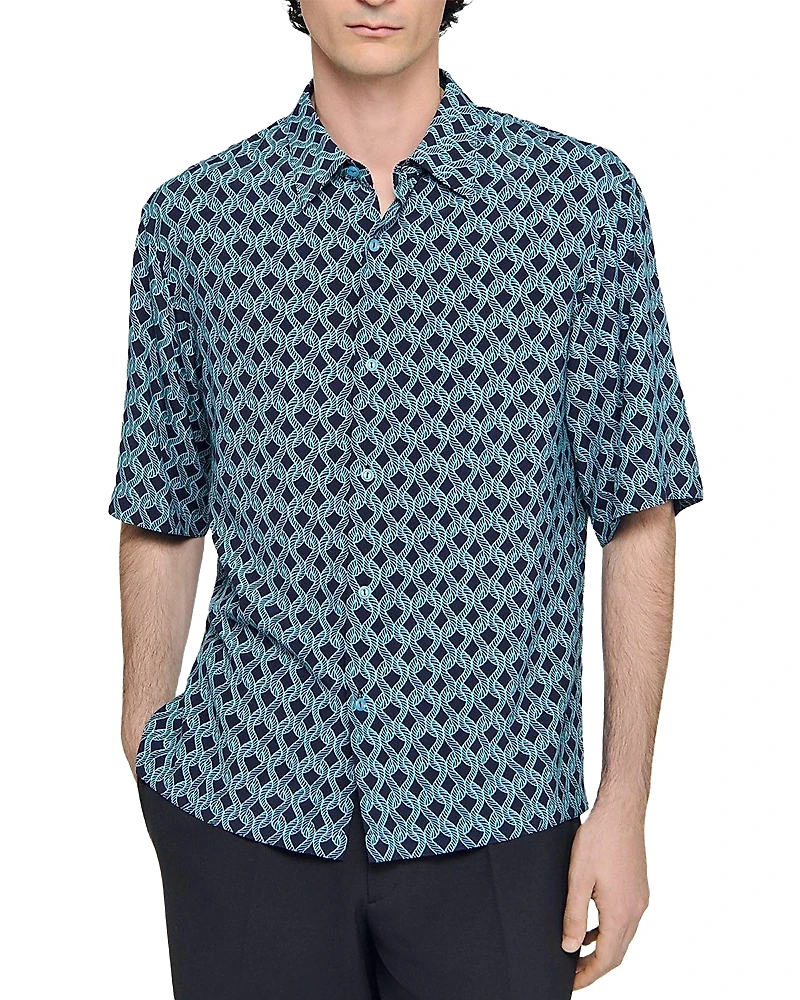 Sandro Printed Short Sleeve Shirt