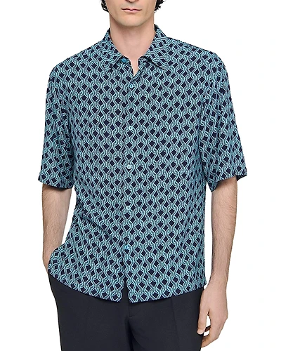 Sandro Printed Short Sleeve Shirt
