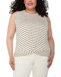 Sleeveless Crewneck Twist Front Knit Top