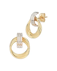 Alberto Amati 14K White & Yellow Gold Grooved Doorknocker Drop Earrings