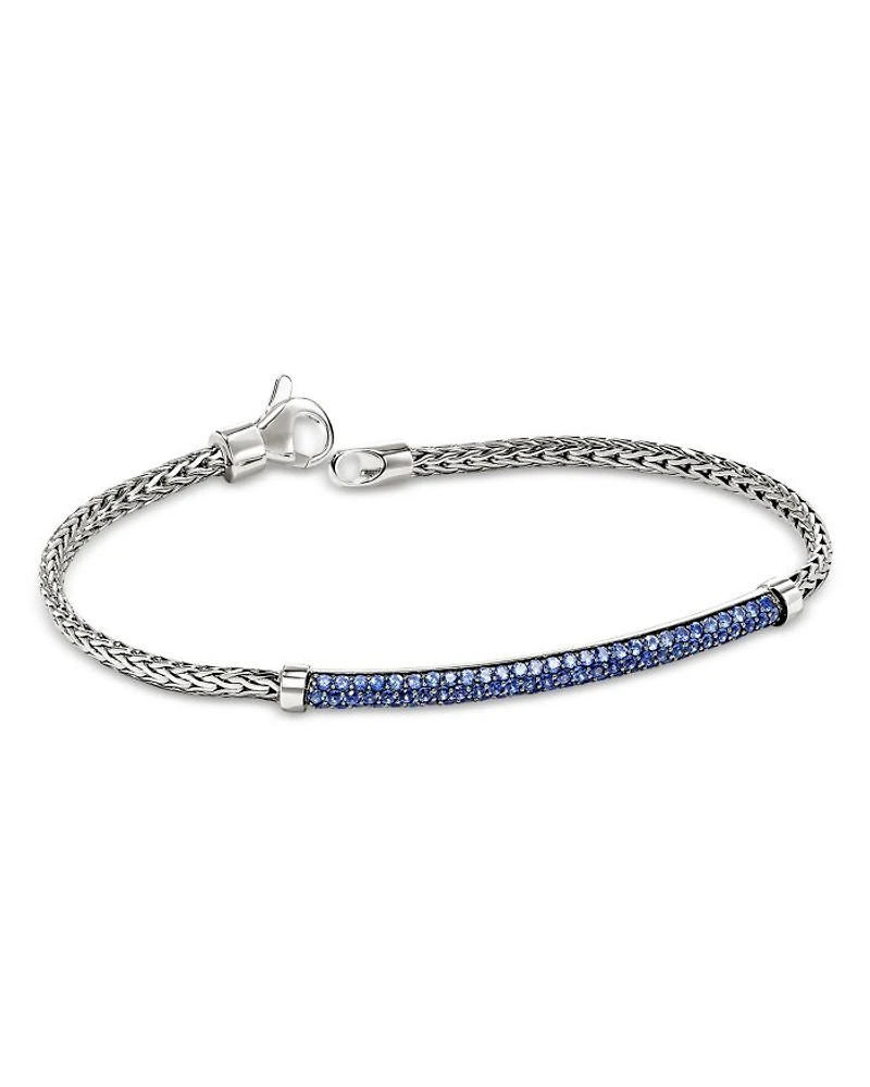 JH Essentials Sterling Silver Blue Sapphire Pavé Bracelet