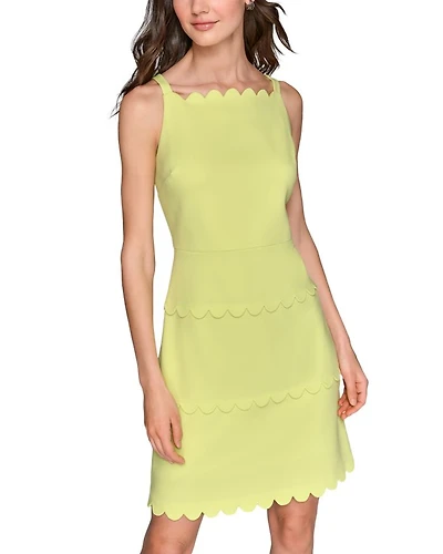 Scallop Trim Scuba Mini Dress