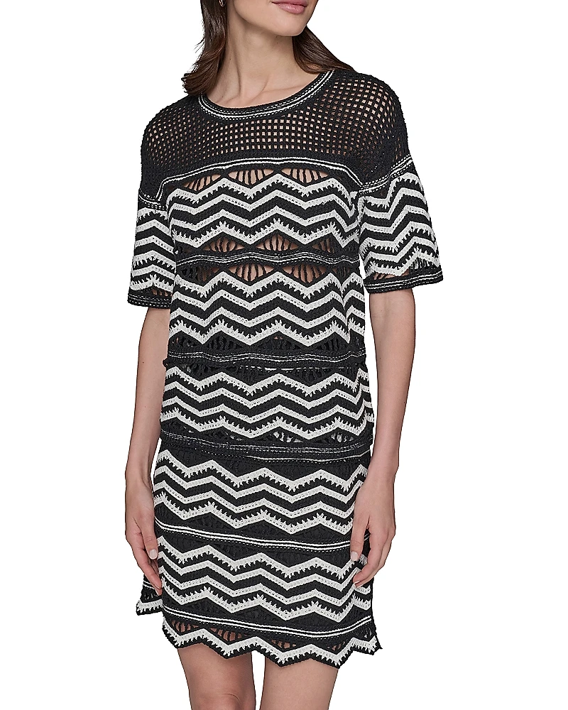 Karl Lagerfeld Paris Chevron Knit Short Sleeve Top