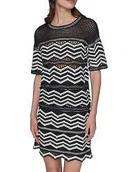 Karl Lagerfeld Paris Chevron Knit Short Sleeve Top