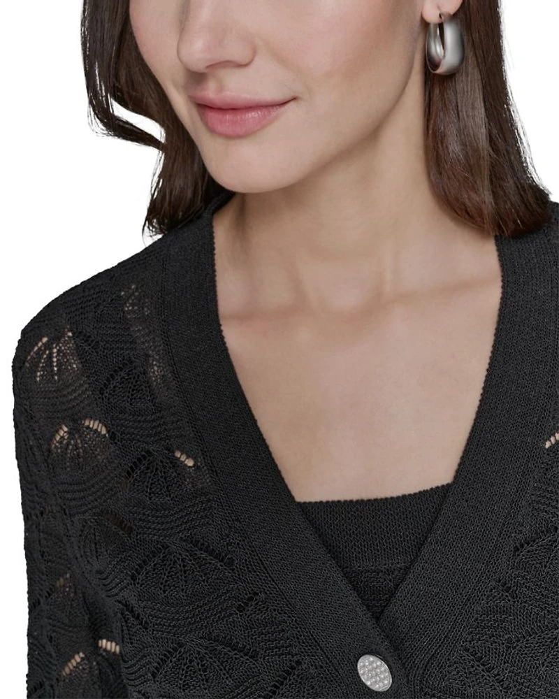 Fan Detail Button Up Sweater