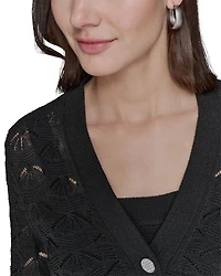 Fan Detail Button Up Sweater