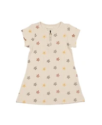 Maniere Girls' Floral Ribbed Short Sleeve Dress - Little Kid, Big Kid