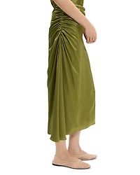 Ruched Midi Skirt Crushed Satin