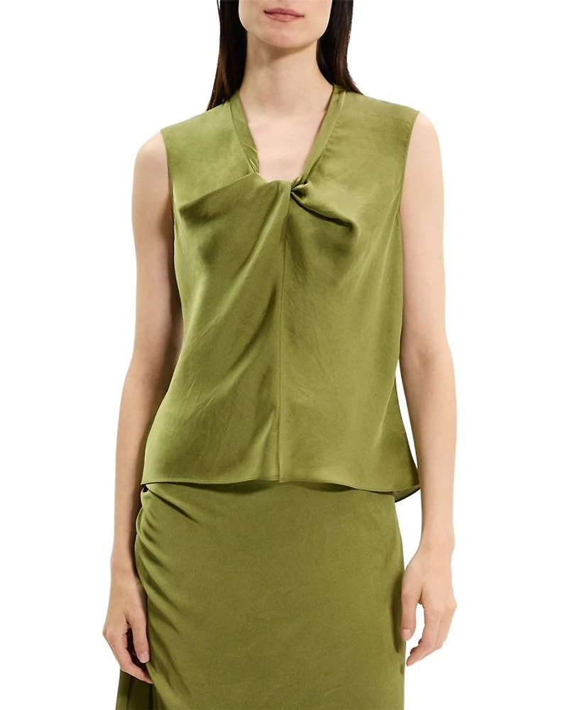 Twist Neck Blouse Crushed Satin
