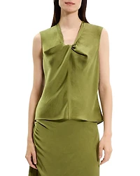 Twist Neck Blouse Crushed Satin