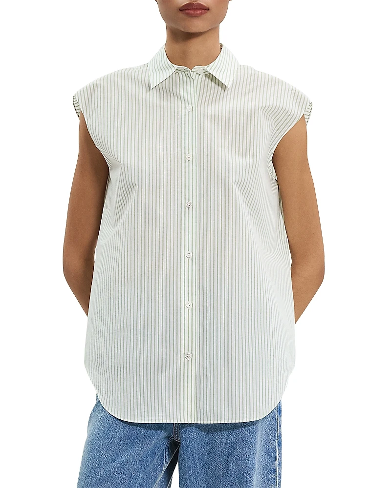 Theory Cinched Cap-Sleeve Shirt