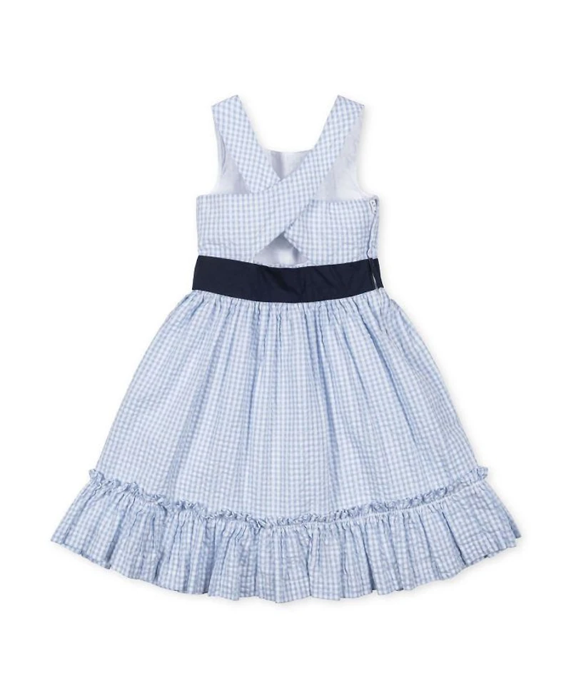 Heirloom Girls' Organic Sleeveless Special Occasion Seersucker Party with Cross Back Dress- Little Kid, Big Kid