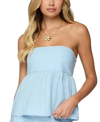 Edikted Avalai Linen Look Strapless Babydoll Top