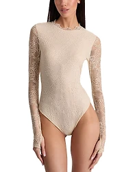 Alice and Olivia Taeyn Lace Crewneck Bodysuit